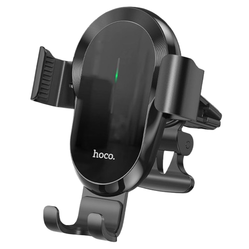 Hoco (CA105) Suport Auto cu incarcare Wireless, 15W, cu cleme laterale, montaj Ventilatie, cablu USB-C, 1m, AutoAlign, BLACK