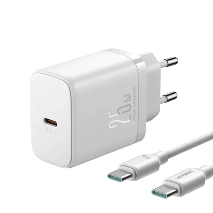 Joyroom (JR-TCF11) Incarcator Retea + Cablu USB-C, 25W, 1xUSB-C, PD,WHITE