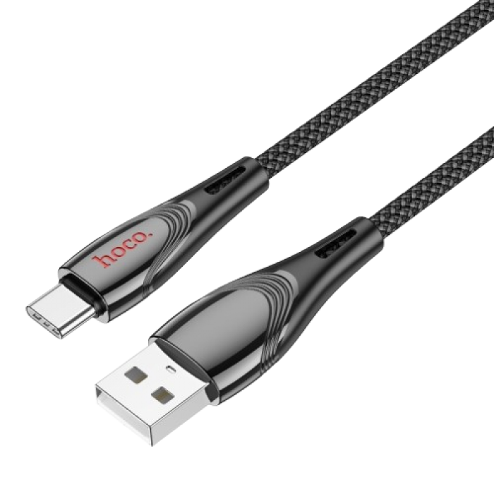 Hoco (U133) Кабель для передачі даних та зарядки, USB-A на Lightning, 2.4A, 1.2м, Monte, ЧОРНИЙ