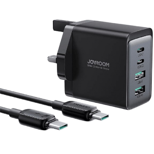 Зарядное устройство Joyroom (TCG02) Сетевое + Кабель GaN, 67W, 2xUSB-C, 2xUSB-A, PD, черное