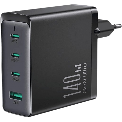 Joyroom (JR-TCG05EU) Incarcator Retea + Cablu USB-C, Gan, 140W, 5V, 3xUSB-C, 1xUSB-A, PD, QC 3.0, BLACK