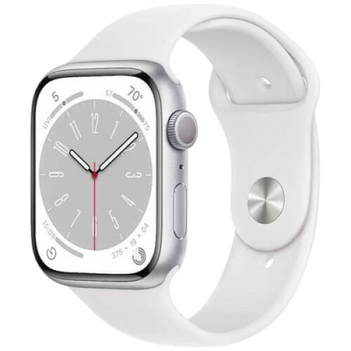 Apple Watch Series 8 41mm Silver Aluminum Case with White Sport Band NO BOX