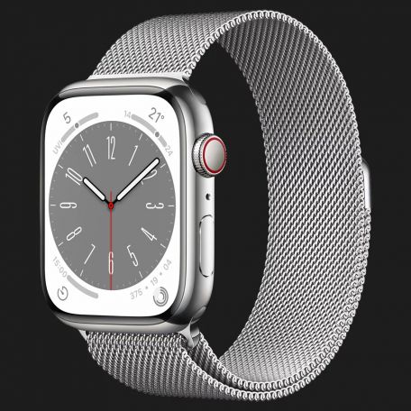 Apple Watch Series 8 41mm Silver Stainless Steel Case with Milanese Loop Silver (MNJ73/MNJ83)