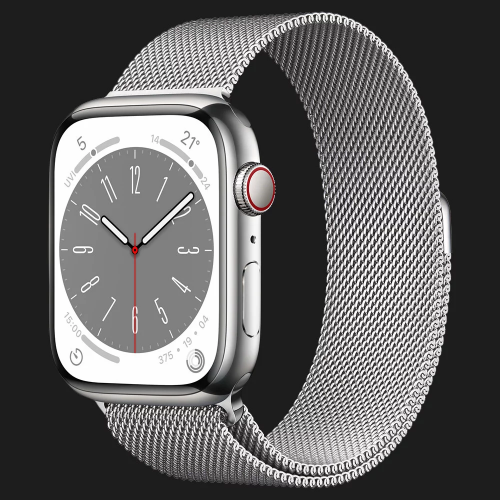 Apple Watch Series 8 45mm Silver Stainless Steel Case with Milanese Loop Silver