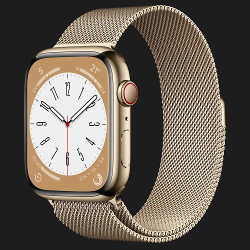 Apple Watch Series 8 45mm Gold Stainless Steel Case with Milanese Loop Gold