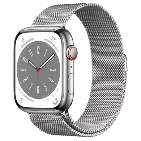Apple Watch Series 8 41mm Silver Stainless Steel Case with Milanese Loop Silver