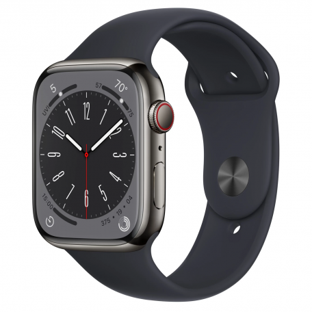 Apple Watch Series 8 45mm Graphite Stainless Steel Case with Midnight Sport Band
