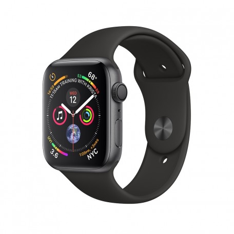 Apple Watch Series 4 44mm Space Grey Aluminium Case with Black Sport Band (MU6D2)