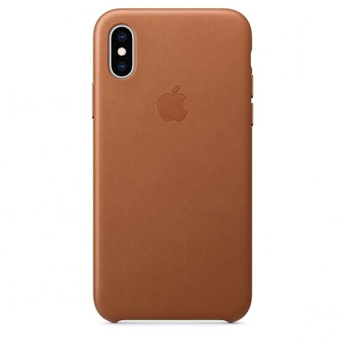 Чехол оригинальный iPhone XS Leather Case — Saddle Brown