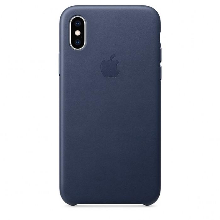 Чехол оригинальный iPhone XS Leather Case — Midnight Blue