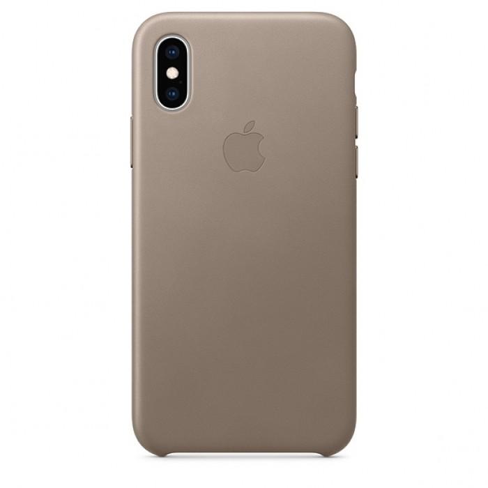 Чехол оригинальный iPhone XS Leather Case — Taupe