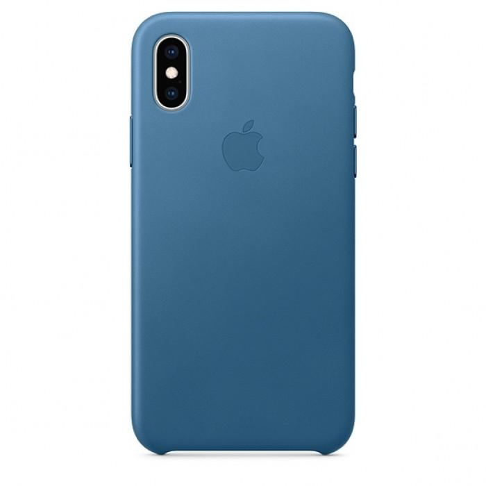 Чехол оригинальный iPhone XS Leather Case — Cape Cod Blue