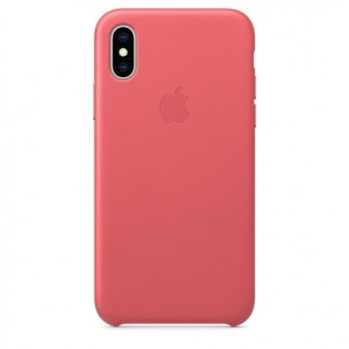 Чехол оригинальный iPhone XS Leather Case — Peony Pink