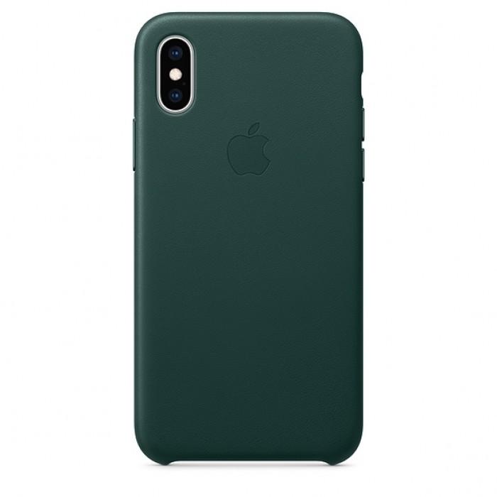 Чехол оригинальный iPhone XS Max Leather Case — Forest Green