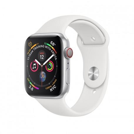 Apple Watch Series 4 44mm GPS + LTE Silver Aluminum Case with White Sport Band (MTUU2)