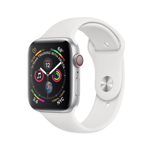 Apple Watch Series 4 44mm GPS+LTE Silver Aluminum Case with White Sport Band