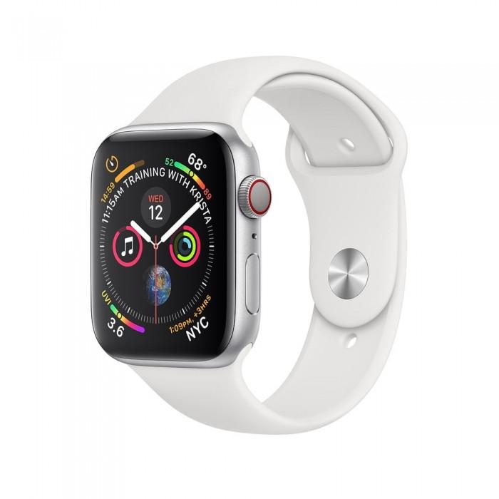 Apple Watch Series 4 44mm GPS+LTE Silver Aluminum Case with White Sport Band