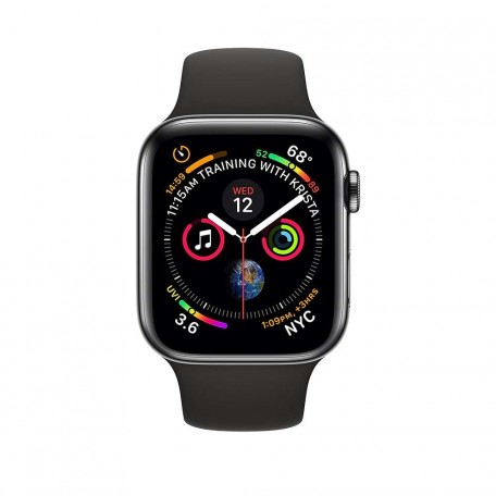 Apple Watch Series 4 40mm GPS + LTE Space Black Stainless Steel Case with Black Sport Band (MTVL2)