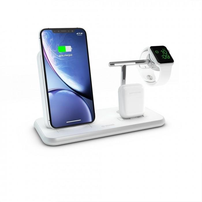 Беспроводное зарядное устройство Zens Stand + Dock + Watch Aluminium Wireless Charger 10W White (ZEDC07W/00)