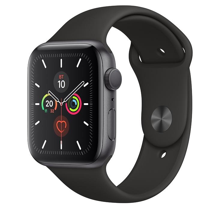 Apple Watch Series 5 44mm Space Gray Aluminium Case with Black Sport Band