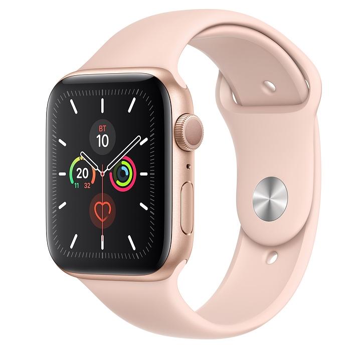 Apple Watch Series 5 44mm Gold Aluminum Case with Pink Sand Sport Band