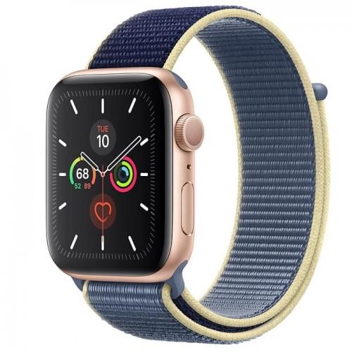 Apple Watch Series 5 44mm Gold Aluminum Case with Alaskan Blue Sport Loop