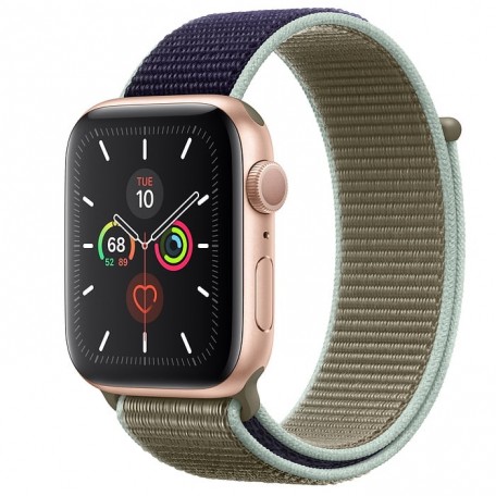 Apple Watch Series 5 44mm Gold Aluminium Case with Khaki Sport Loop (MWU12)