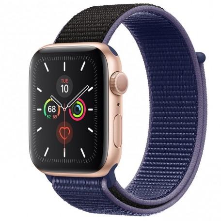 Apple Watch Series 5 44mm Gold Aluminum Case with Midnight Blue Sport Loop