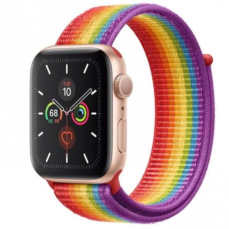 Apple Watch Series 5 44mm Gold Aluminium Case with Pride Sport Loop (MV9T2)