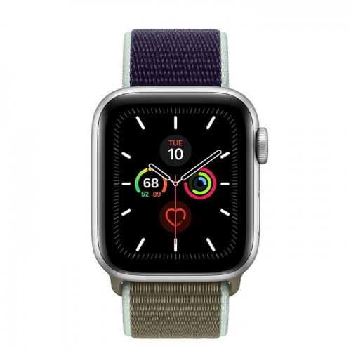 Apple Watch Series 5 40mm Silver Aluminum Case with Khaki Sport Loop