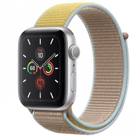 Apple Watch Series 5 44mm Silver Aluminium Case with Camel Sport Loop (MWU22)