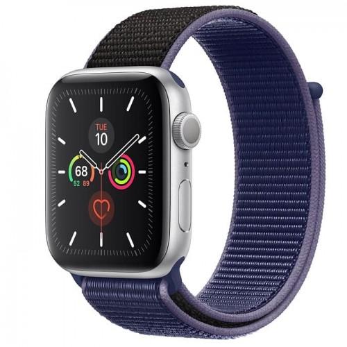 Apple Watch Series 5 44mm Silver Aluminium Case with Midnight Blue Sport Loop