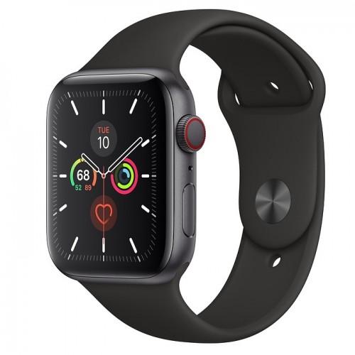 Apple Watch Series 5 GPS + LTE, 44mm Space Gray Aluminum Case with Black Sport Band