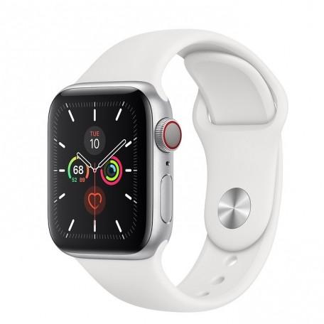 Apple Watch Series 5 GPS + LTE, 40mm Silver Aluminum Case with White Sport Band
