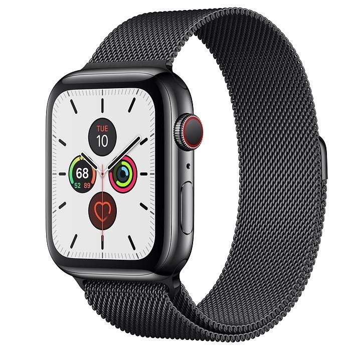 Apple Watch Series 5 44mm GPS+LTE Space Black Stainless Steel Case with Space Black Milanese Loop (MWW82, MWWL2)