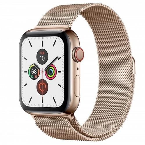 Apple Watch Series 5 44mm GPS+LTE Gold Stainless Steel Case with Gold Milanese Loop