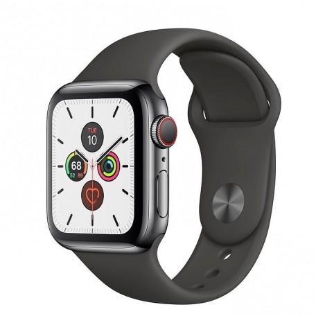 Apple Watch Series 5 40mm GPS + LTE Space Black Stainless Steel Case with Black Sport Band (MWWW2)