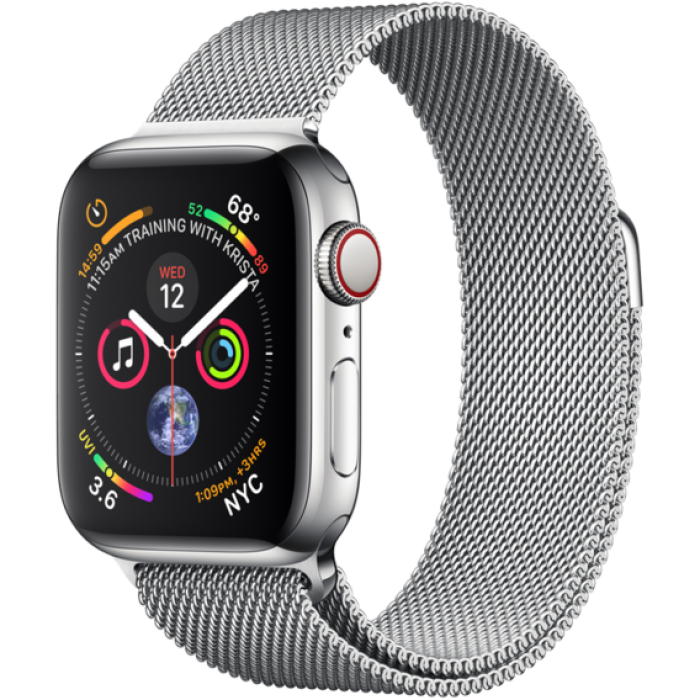 Apple Watch Series 6 44mm GPS+LTE Silver Stainless Steel Case with Silver Milanese Loop