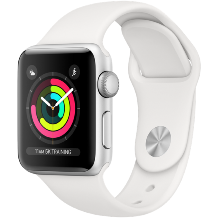 Apple Watch Series 3 38mm GPS Silver Aluminum Case with White Sport Band