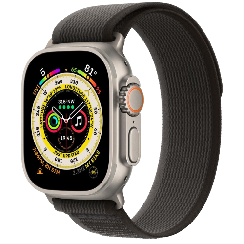 Apple Watch Ultra GPS + Cellular 49mm Titanium Case with Black/Gray Trail Loop M/L