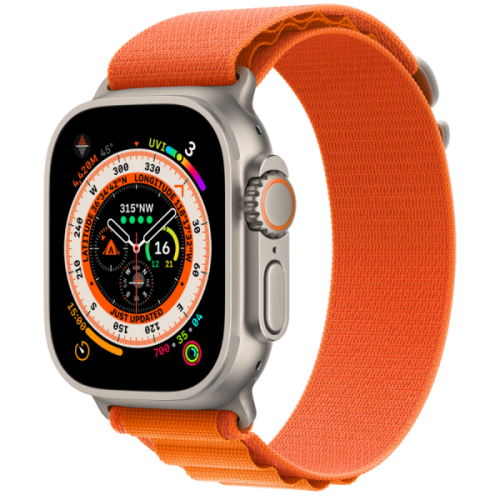 Apple Watch Ultra GPS + Cellular 49mm Titanium Case with Orange Alpine Loop Medium