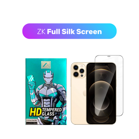 Protective glass ZK for iPhone 12 Pro Max 2.5D Full Silk Screen 0.26mm [+ Back film included][Black]