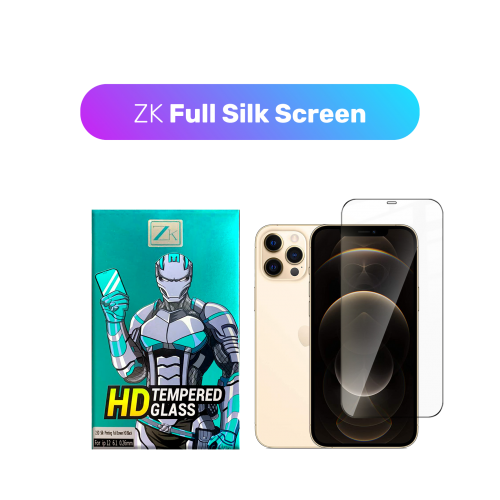 Protective glass ZK for iPhone 12 Pro Max 2.5D Full Silk Screen 0.26mm [+ Back film included][Black]