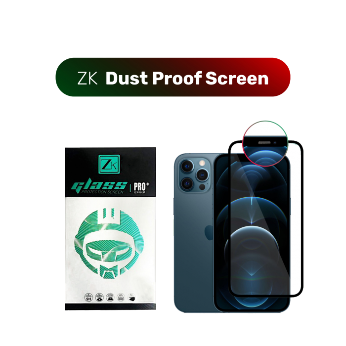 ZK Protective Glass for iPhone 12 Pro Max 2.5D Full Screen Dust-Proof 0.26mm [+ Back film included][Black]