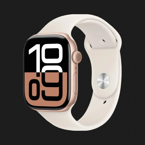 Apple Watch Series 10 GPS 42mm Rose Gold Aluminium Case with Light Blush Sport Band - S/M (MWWH3)