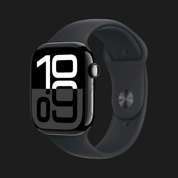 Apple Watch Series 10 GPS 46mm Jet Black Aluminum Case with Black Sport Band - S/M (MWWP3)