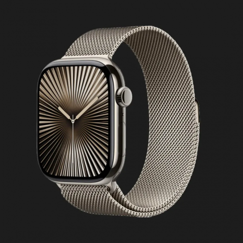 Apple Watch Series 10 GPS + Cellular 42mm Natural Titanium Case w. Natural Milanese Loop (MWXF3)