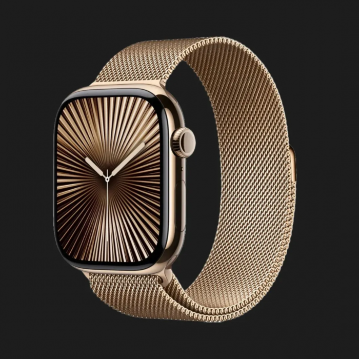 Apple Watch Series 10 GPS + Cellular 46mm Gold Titanium Case w. Gold Milanese Loop - S/M (MC7T4)