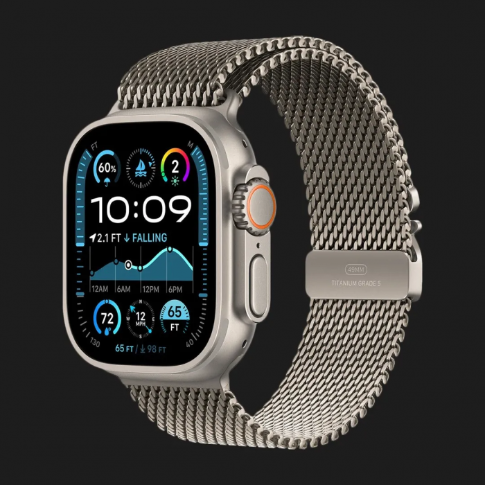 Apple Watch Ultra 2 49mm GPS + Cellular Natural Titanium Case with Natural Titanium Milanese Loop - L (MX5T3)