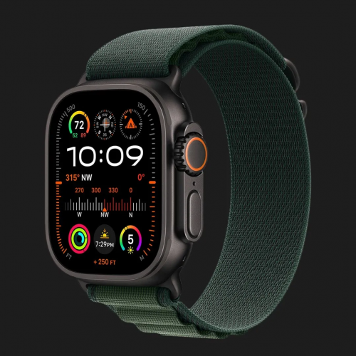 Apple Watch Ultra 2 49mm GPS + Cellular Black Titanium Case with Dark Green Alpine Loop - L (MX4T3)